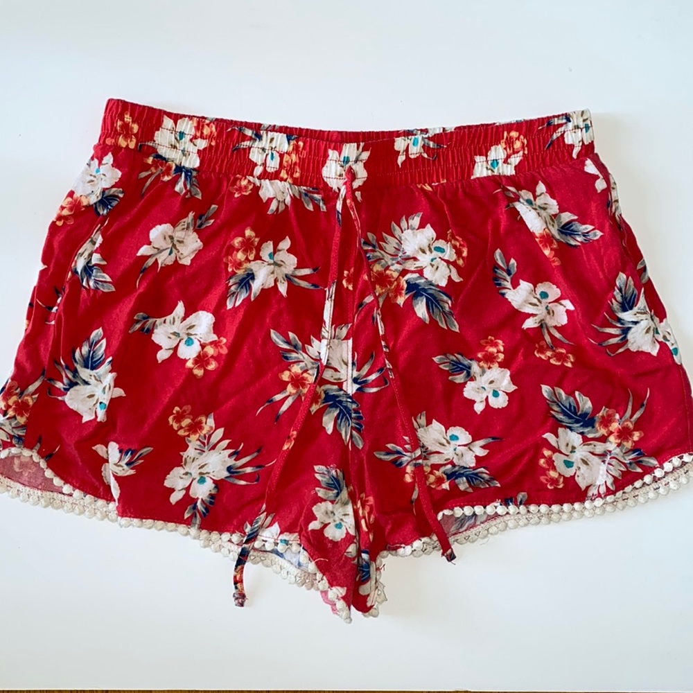 Hollister Coral Floral Soft Shorts